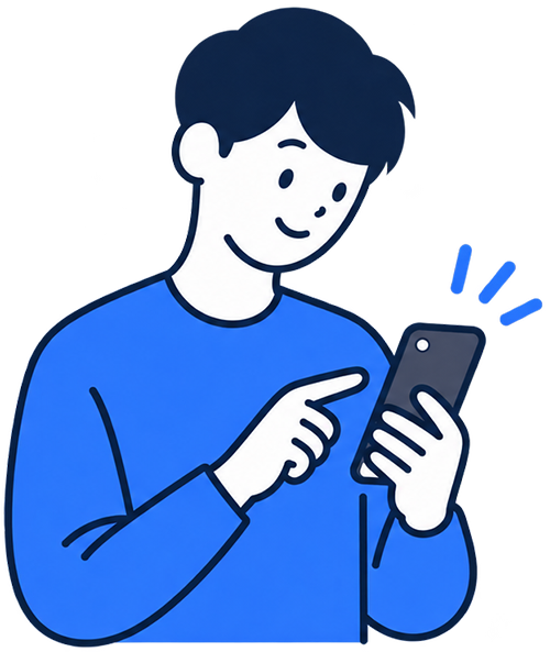 スマートフォンを操作する男性のイラスト